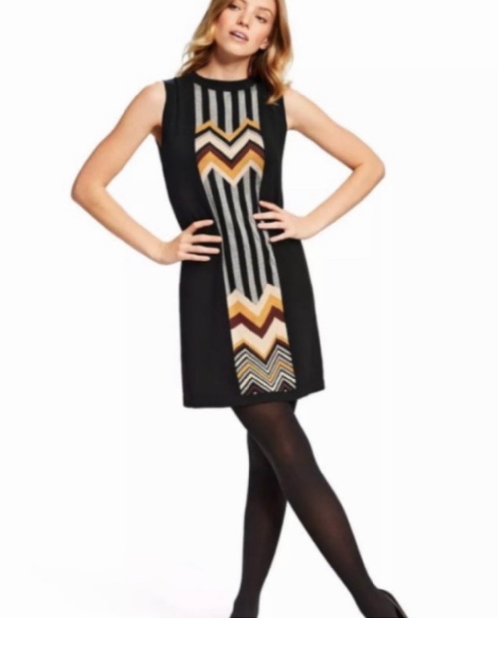 Missoni for Target Black knit Dress with Chevron Center Panel medium NWT